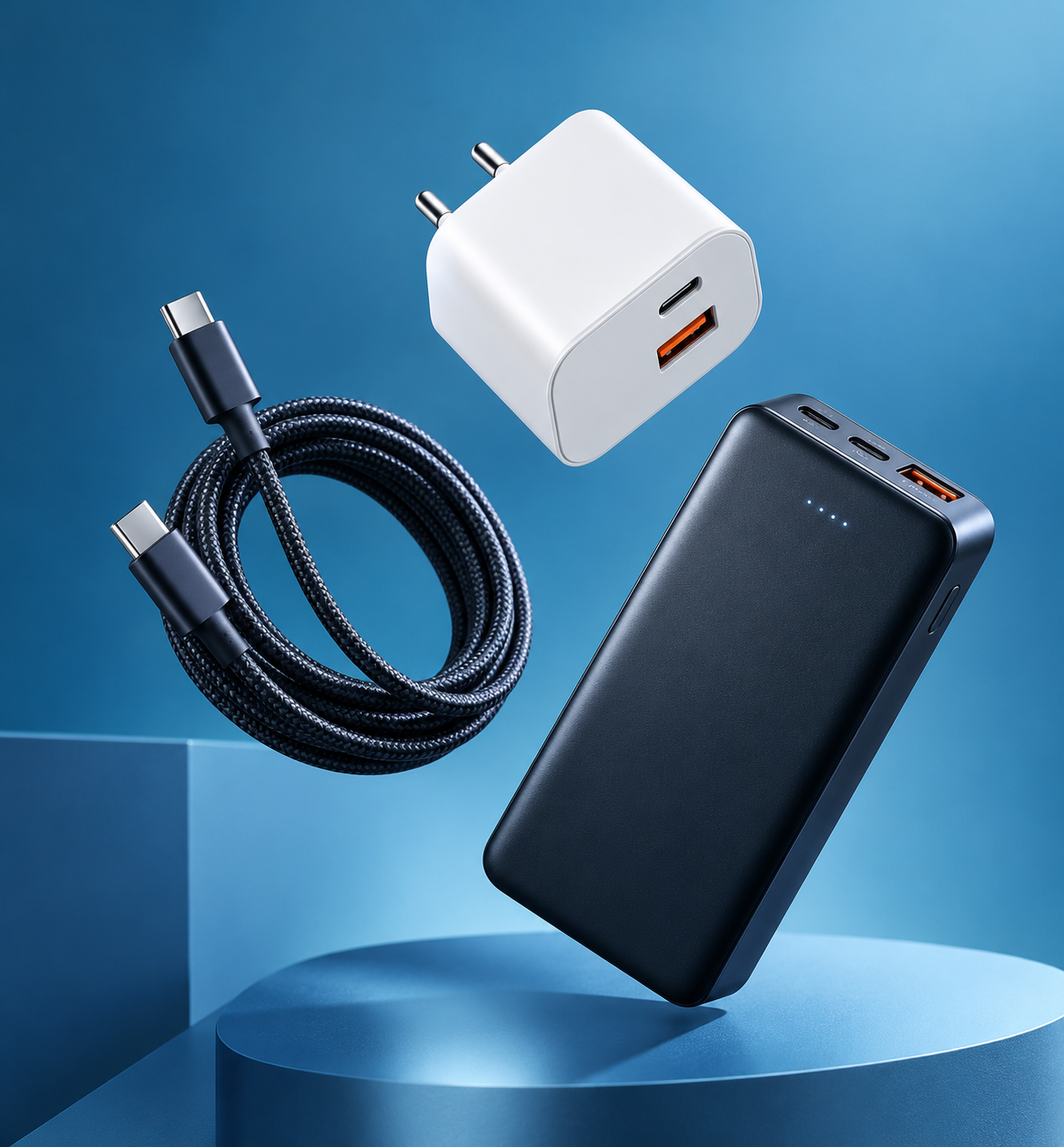 AviateSmart cables, charger and power bank